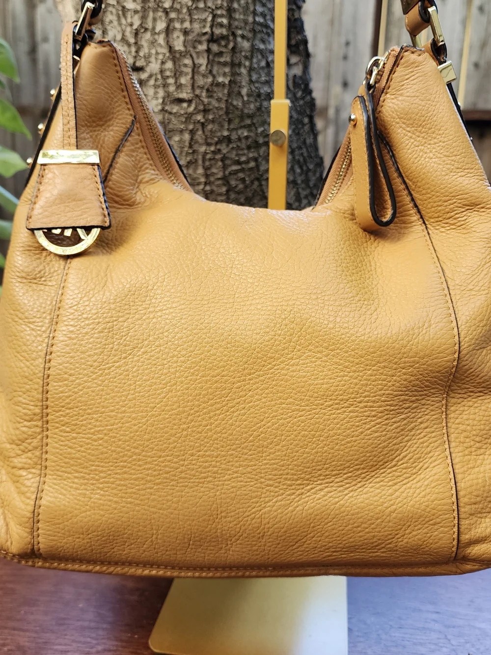 Michael Kors Fulton Peanut Yellow Pebbled Leather Slouchy Hobo Shoulder Bag MK